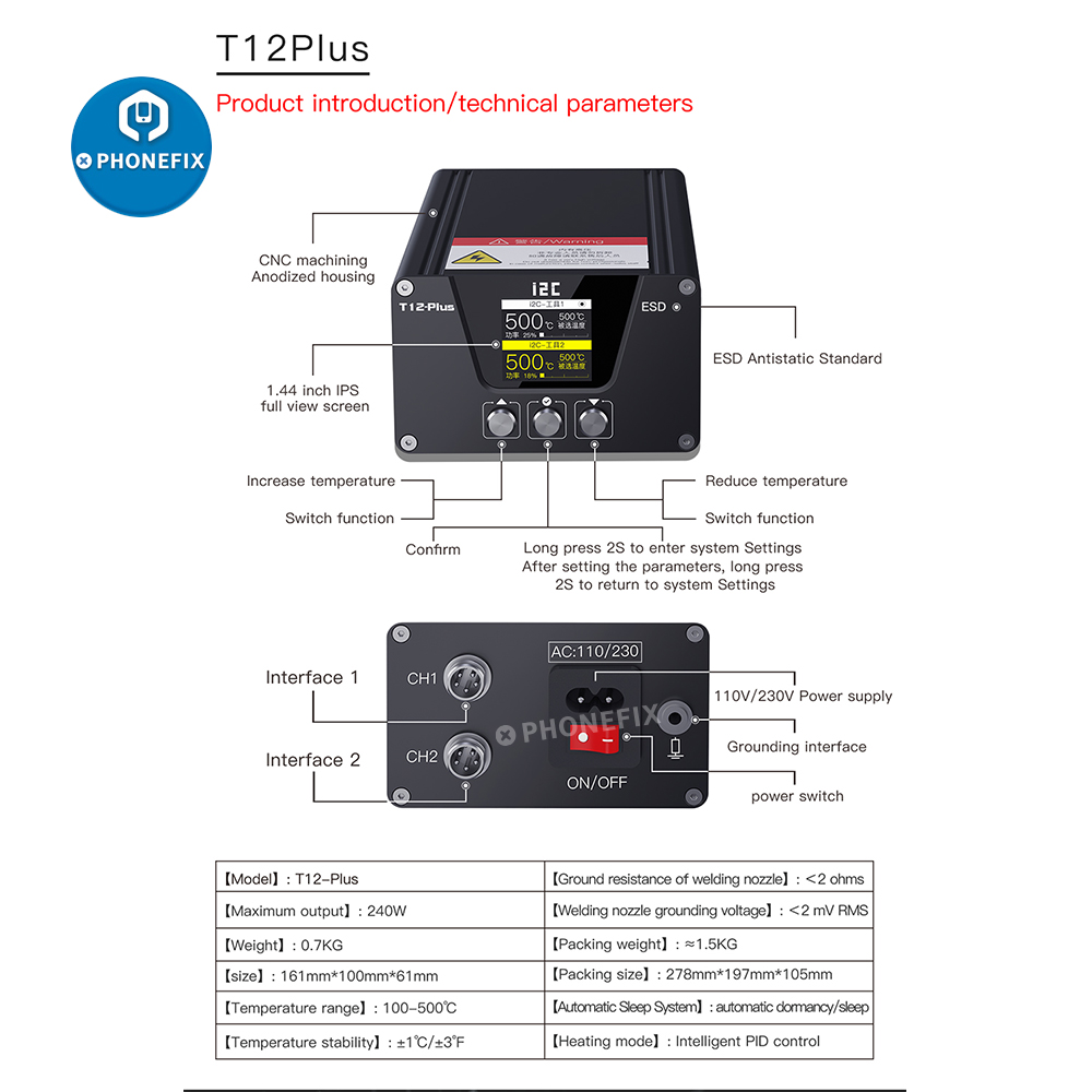 Estación de soldadura i2C T12  - Electronics Repair Plus reseña y precio